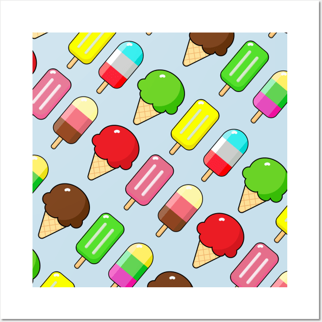 Popsicles and Ice creams pattern Wall Art by Coowo22